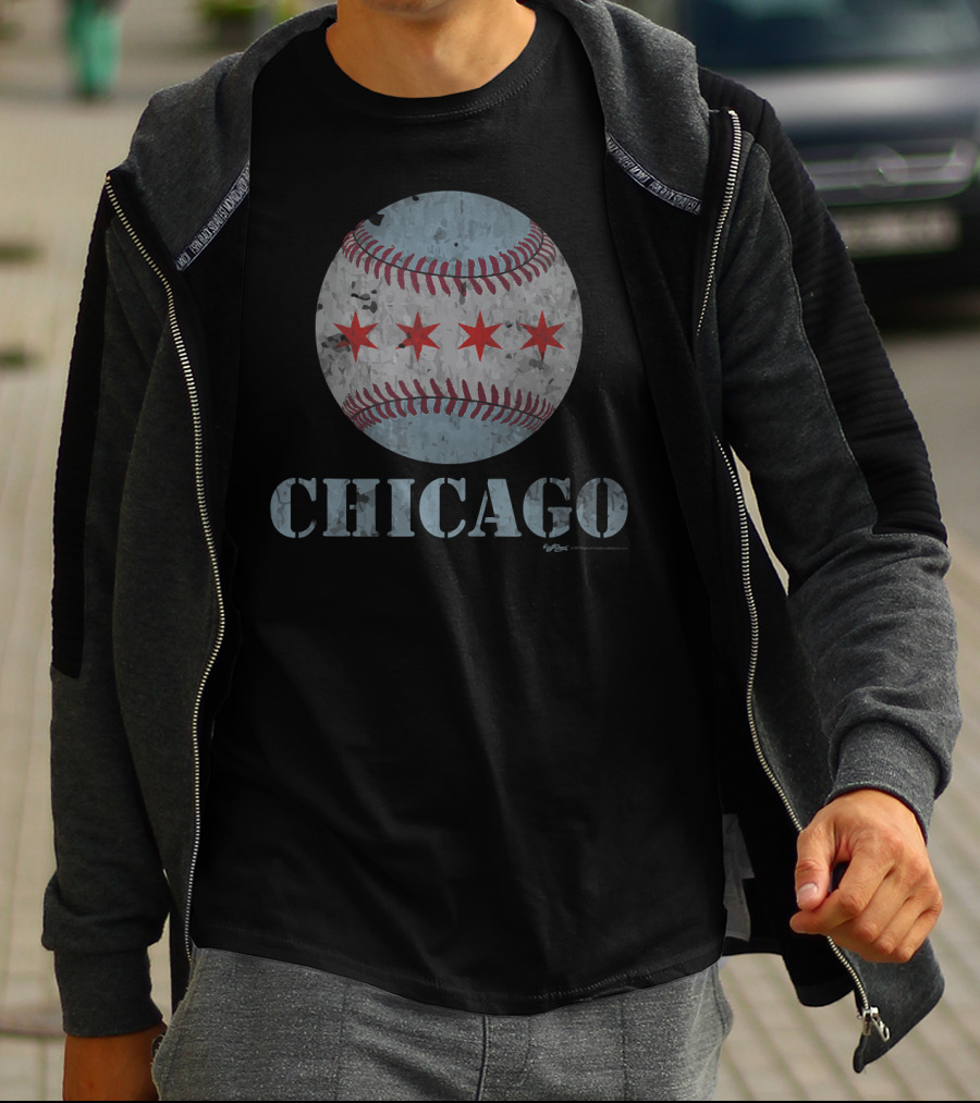 Chicago Baseball Stars Vintage Flag T-Shirt