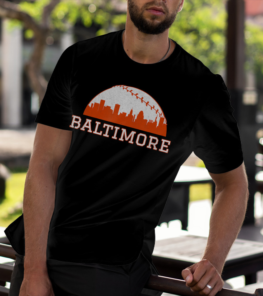 Baltimore Vintage Skyline With Baseball T-Shirt
