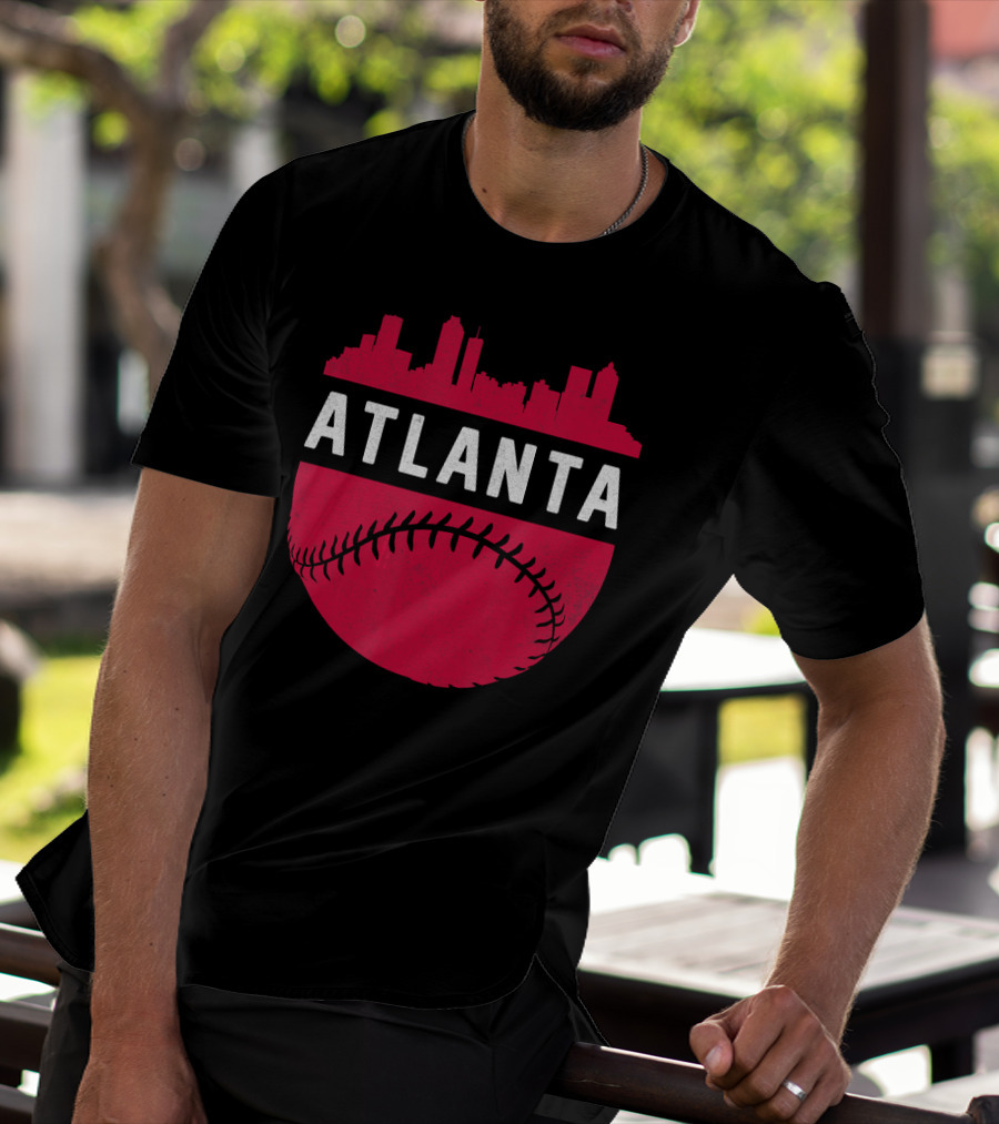 Atlanta Georgia Skyline Baseball Vintage T-Shirt