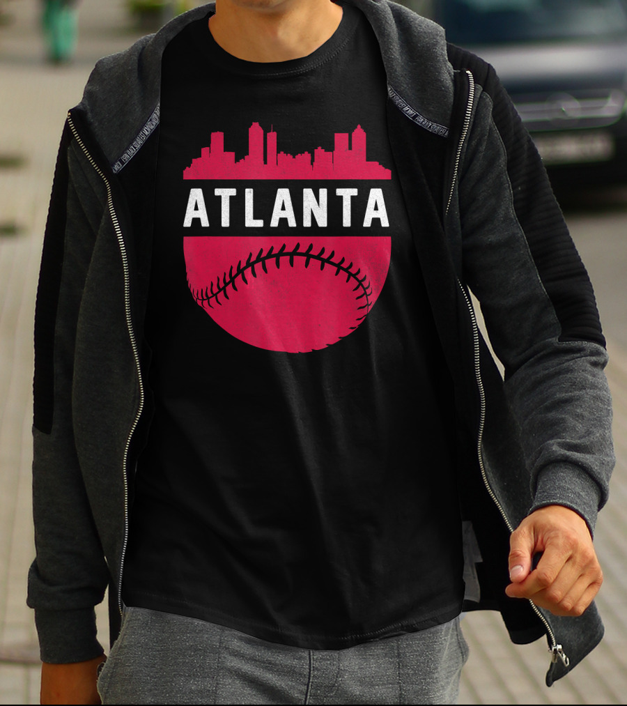 Atlanta Georgia Skyline Baseball Vintage T-Shirt