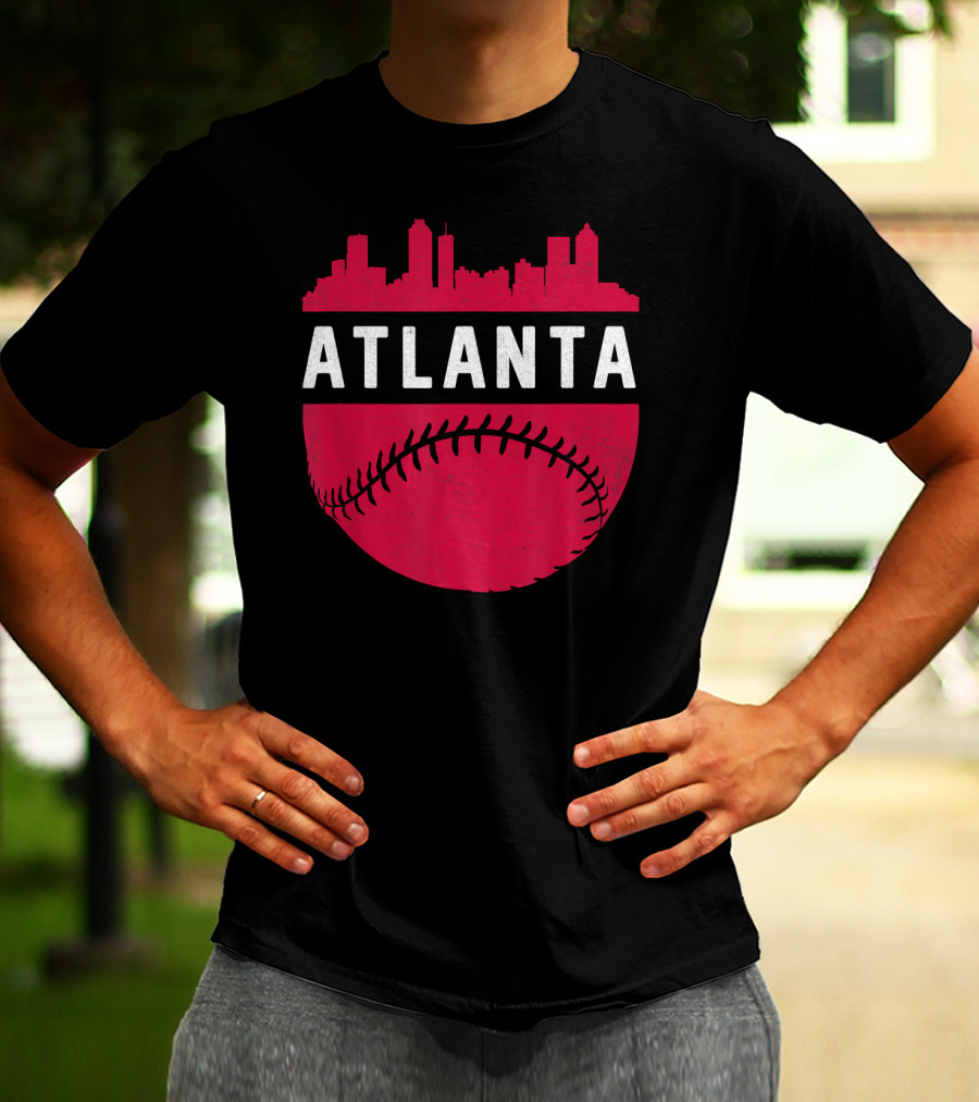 Atlanta Georgia Skyline Baseball Vintage T-Shirt