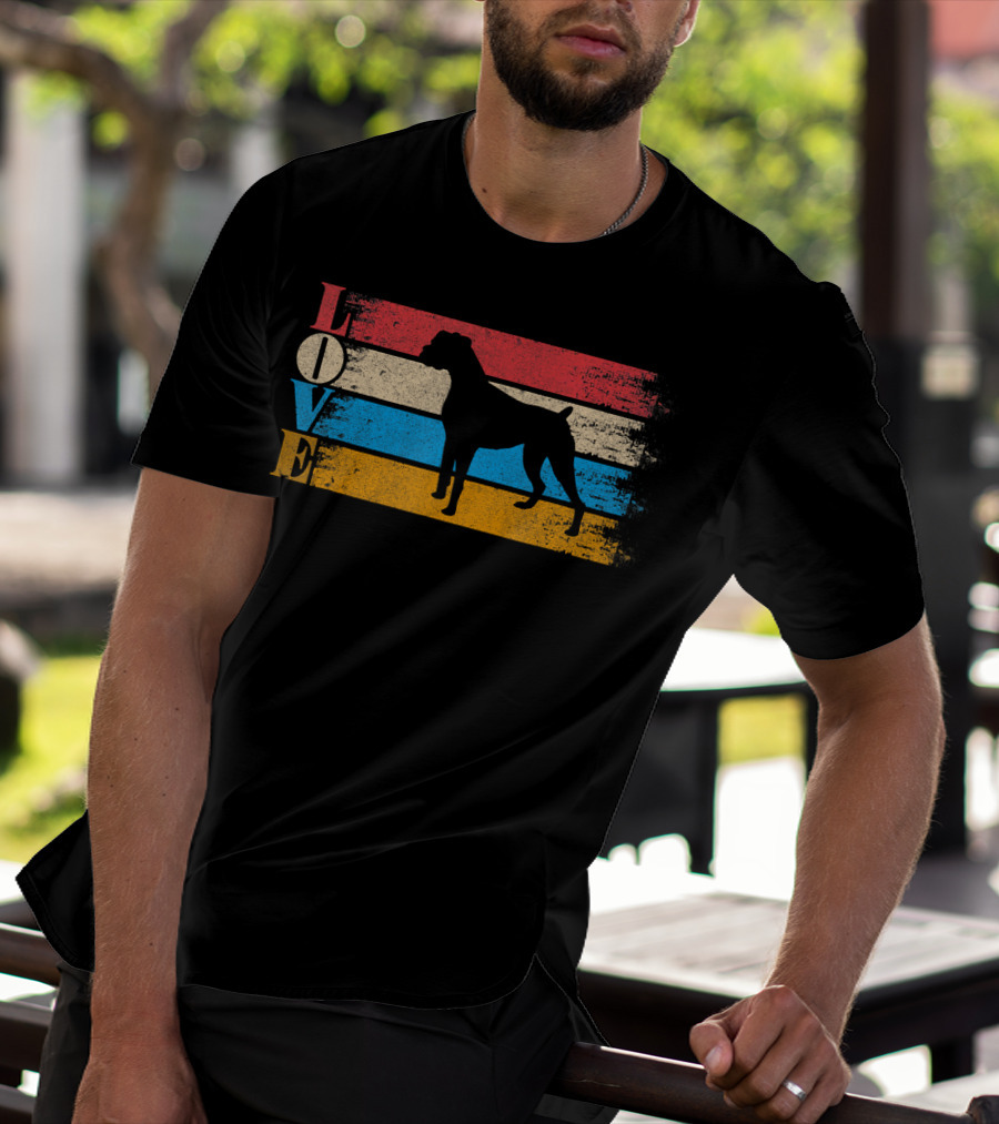 Love Boxer Dog Vintage Stripes T-Shirt