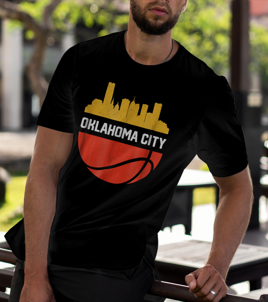 Oklahoma City Basketball Skyline Vintage T-Shirt