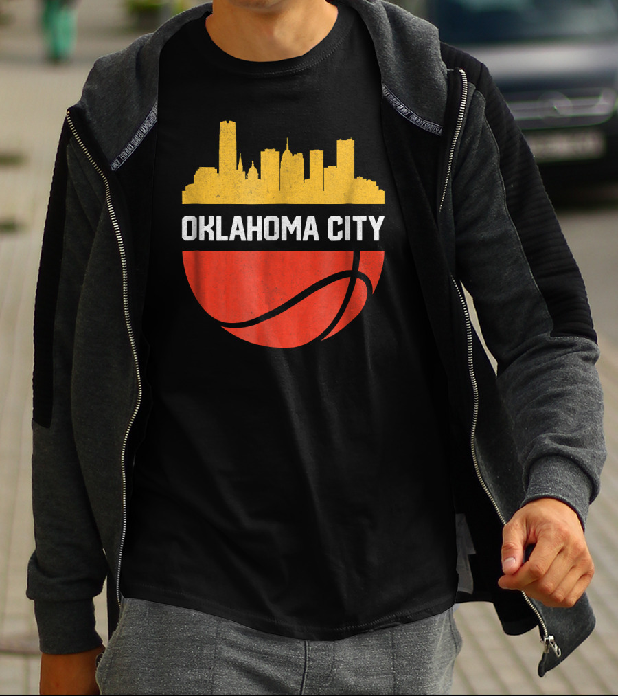 Oklahoma City Basketball Skyline Vintage T-Shirt