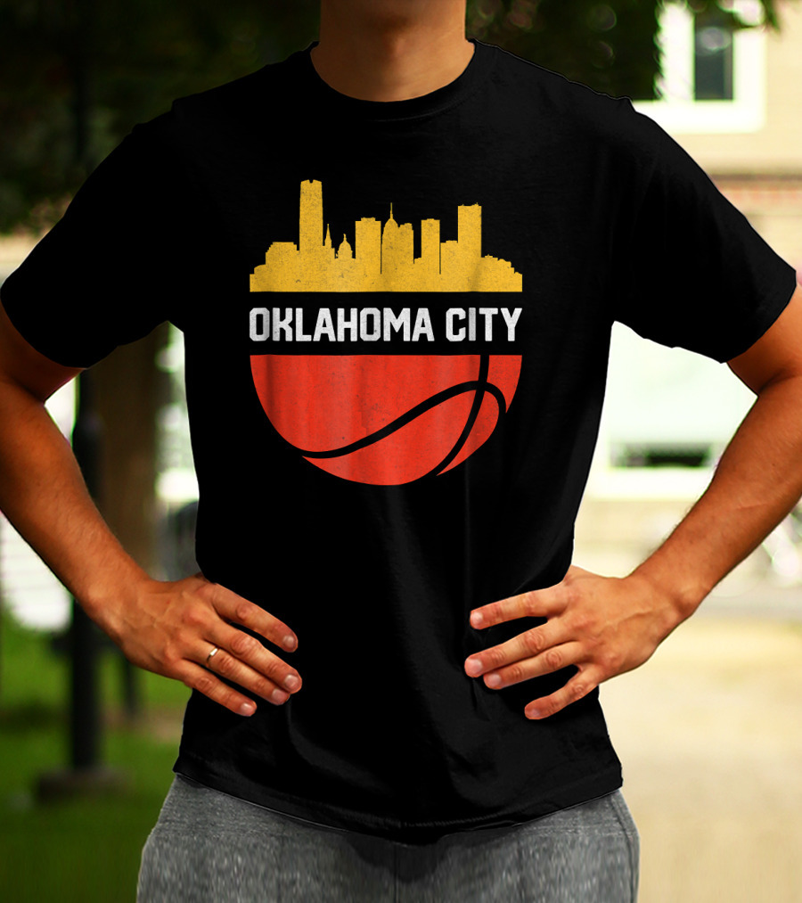 Oklahoma City Basketball Skyline Vintage T-Shirt