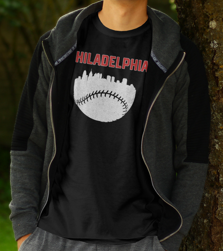 Philadelphia Cityscape Baseball T-Shirt