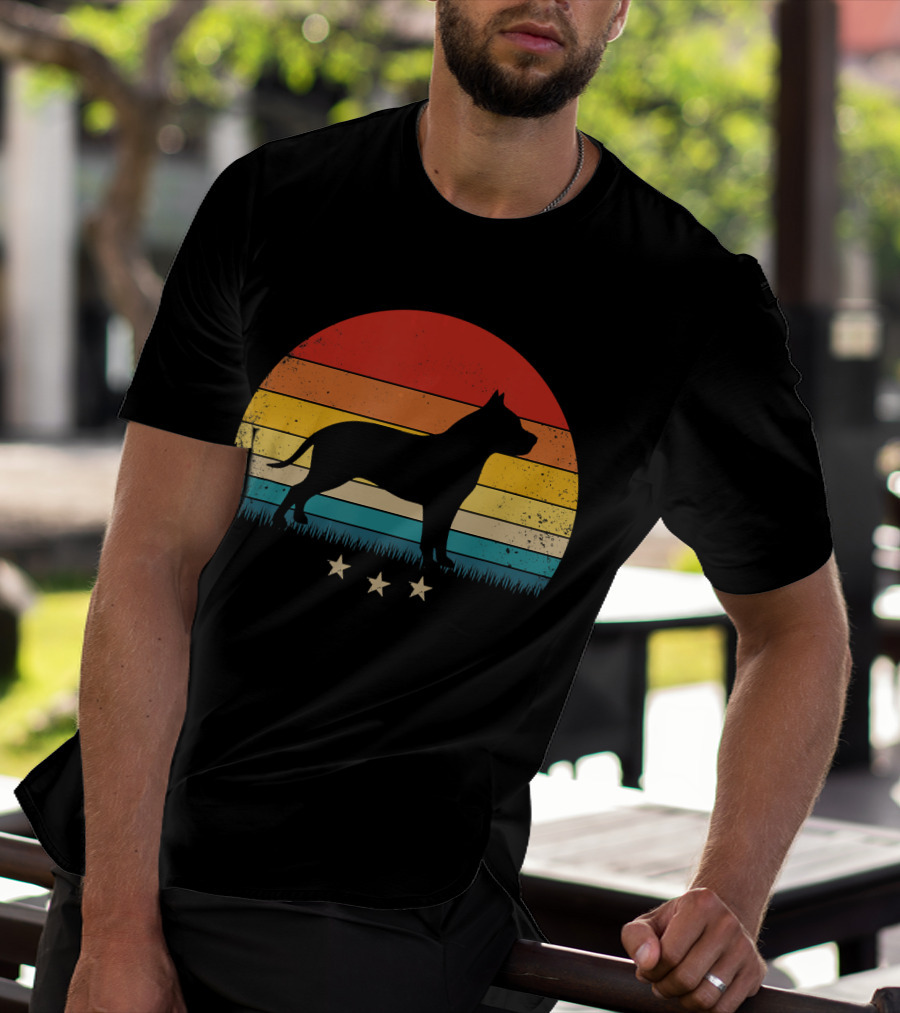 Vintage Pitbull Sunset With Stars T-Shirt