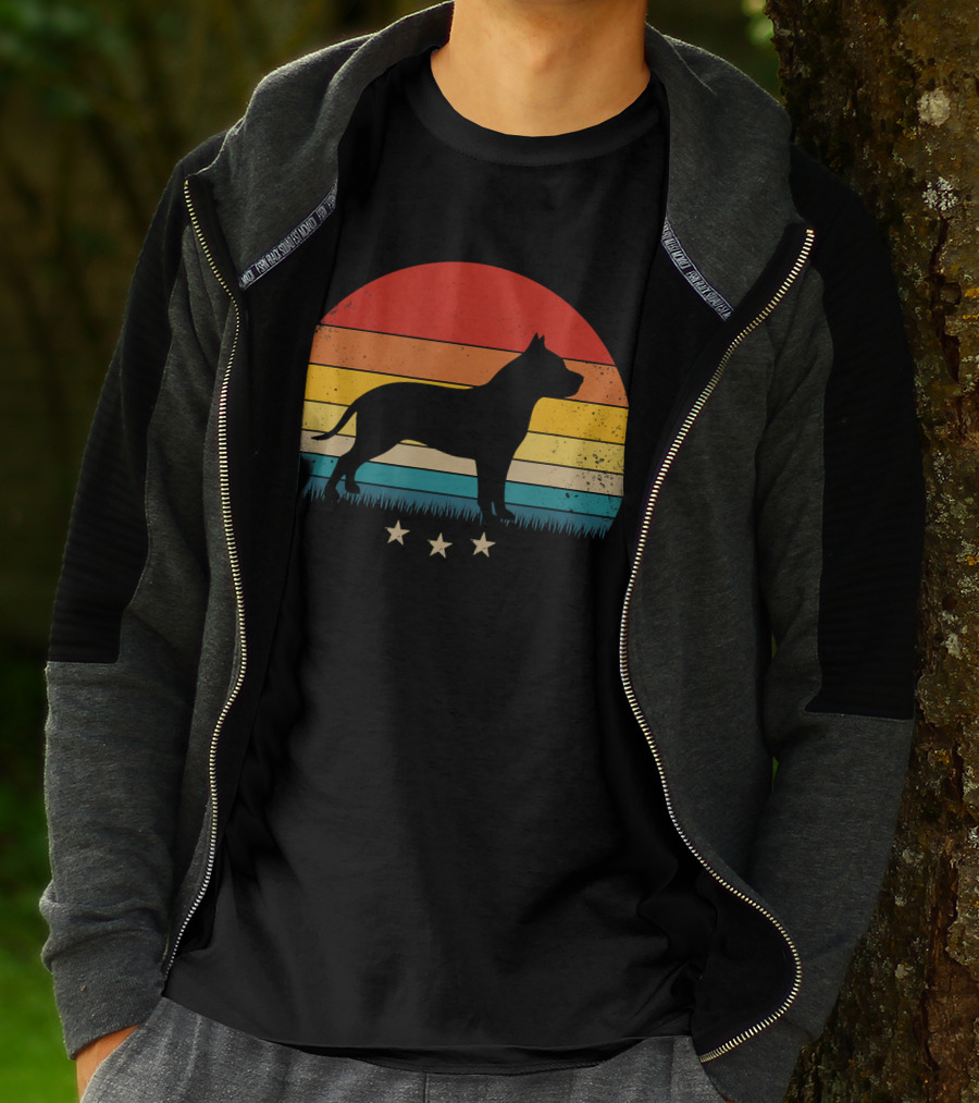 Vintage Pitbull Sunset With Stars T-Shirt