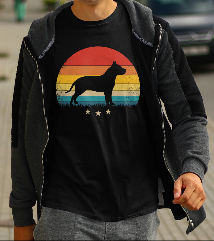 Vintage Pitbull Sunset With Stars T-Shirt