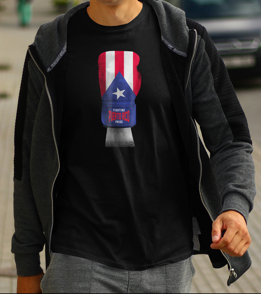 Fighting Puerto Rico Pride Vintage Flag Boxing Gloves T-Shirt