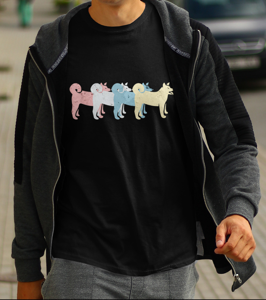 Vintage Akita Inu Funny Dogs Lover Colorful T-Shirt