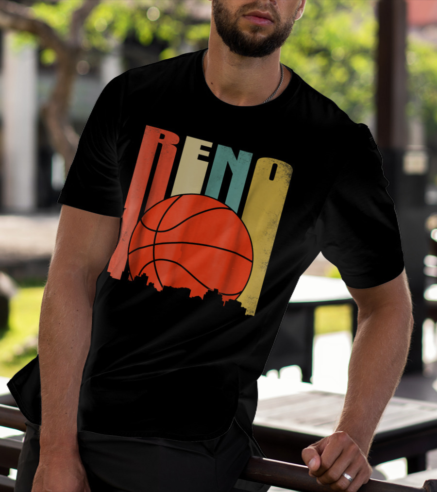 Reno Nevada Retro Basketball Skyline T-Shirt