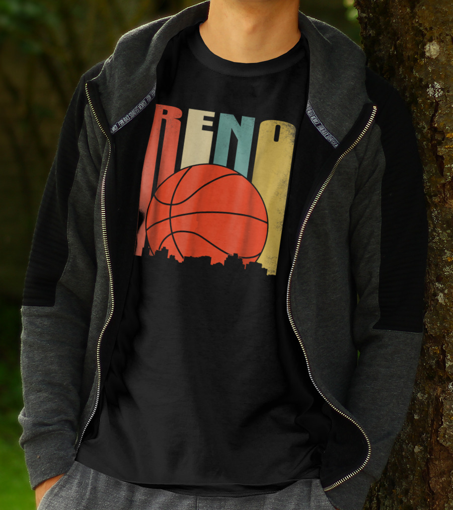 Reno Nevada Retro Basketball Skyline T-Shirt
