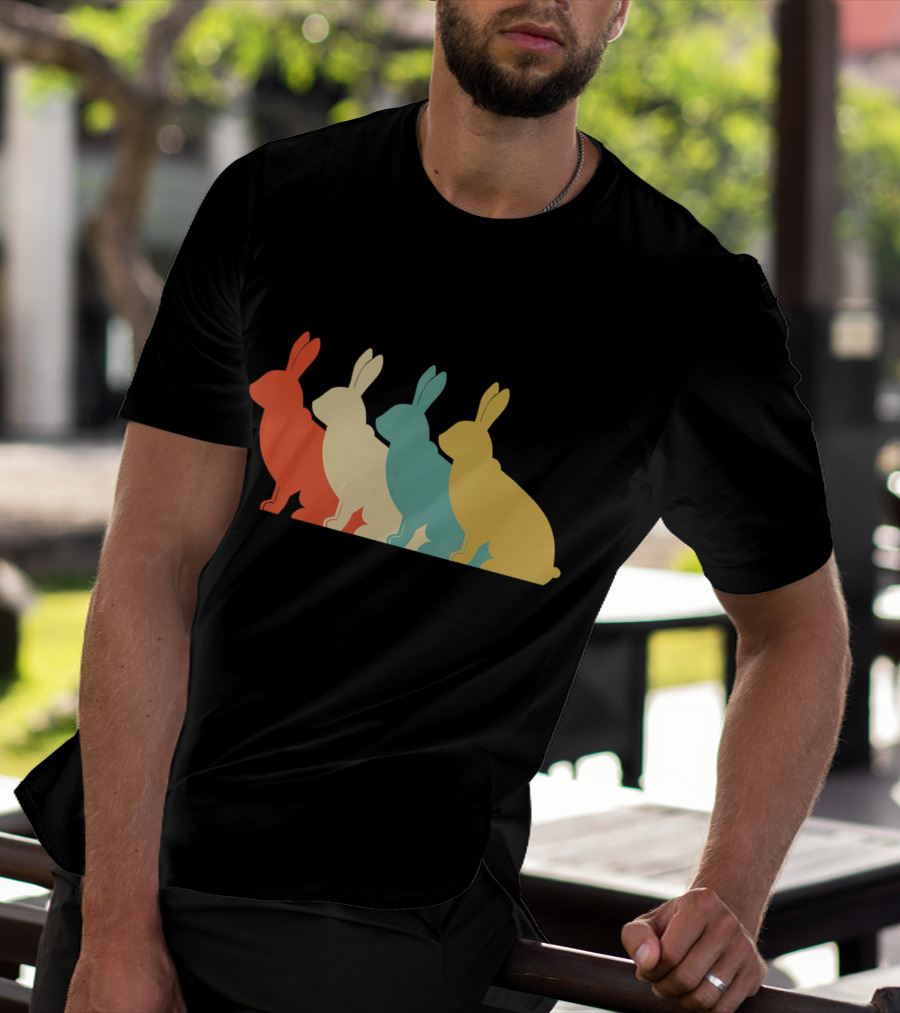 Vintage Art Bunny Rabbit Lover Whispere Four Colorful T-Shirt