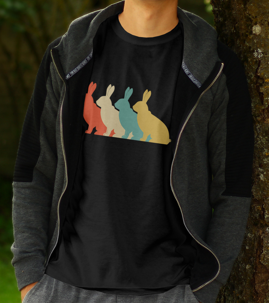 Vintage Art Bunny Rabbit Lover Whispere Four Colorful T-Shirt