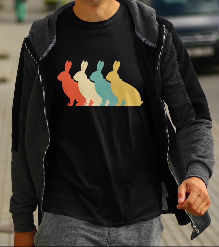 Vintage Art Bunny Rabbit Lover Whispere Four Colorful T-Shirt