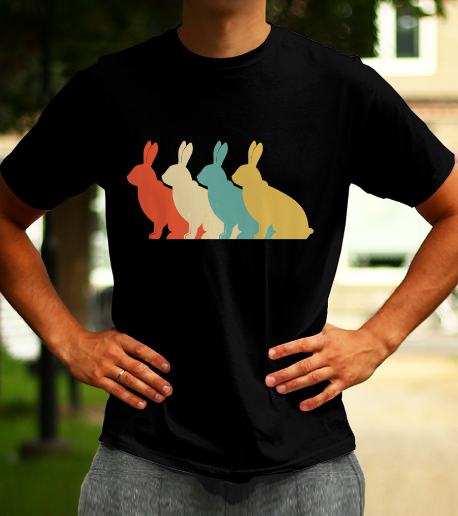 Vintage Art Bunny Rabbit Lover Whispere Four Colorful T-Shirt