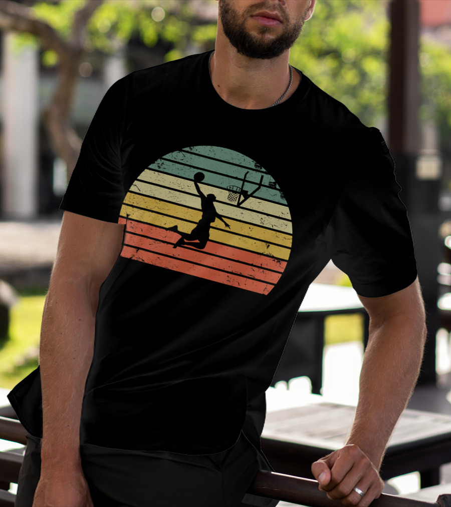 Vintage Basketball Dunk Sunset Retro T-Shirt