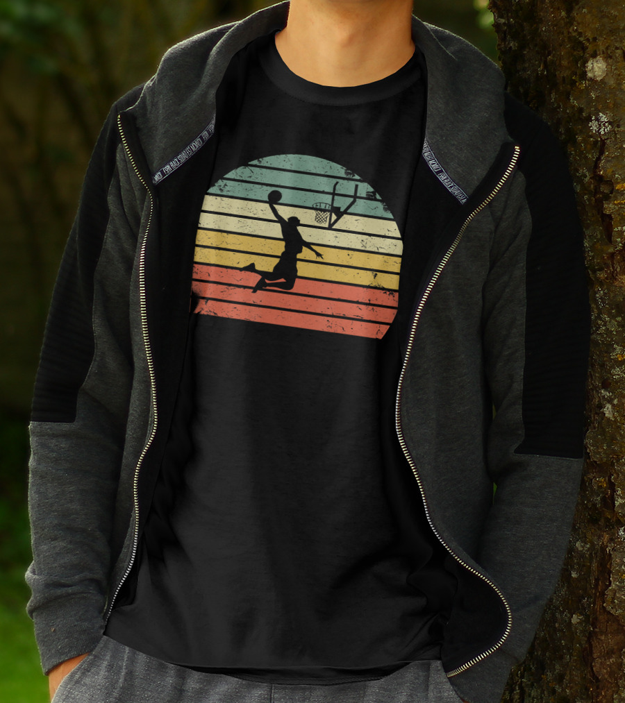 Vintage Basketball Dunk Sunset Retro T-Shirt