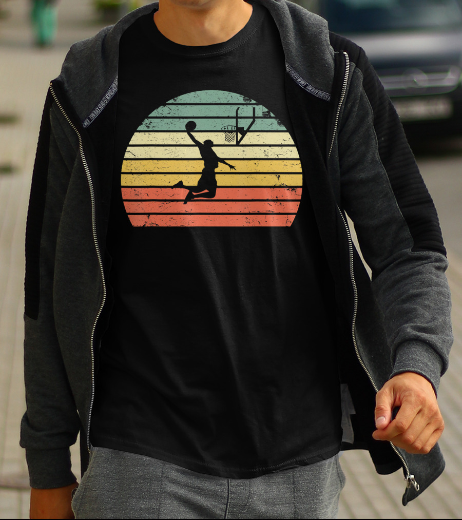 Vintage Basketball Dunk Sunset Retro T-Shirt