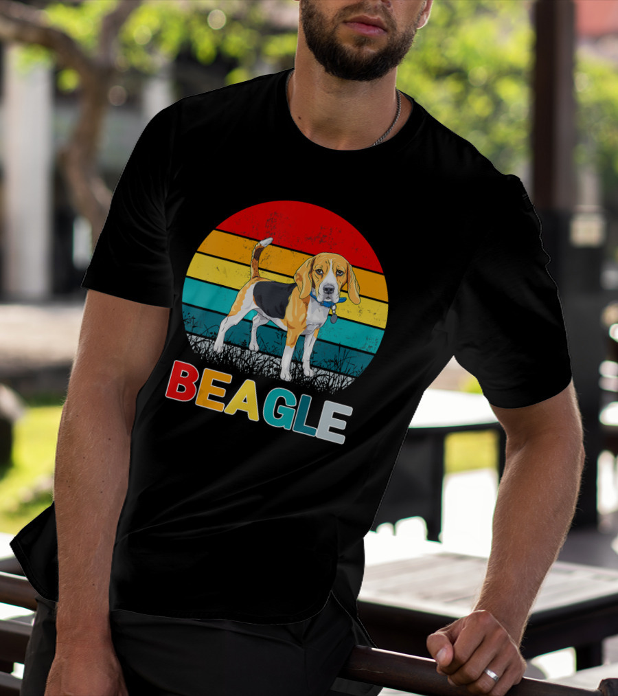 Vintage Beagle Retro Stripes Graphics T-Shirt