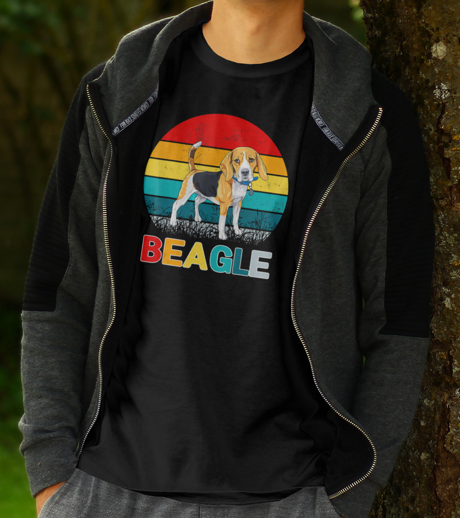 Vintage Beagle Retro Stripes Graphics T-Shirt
