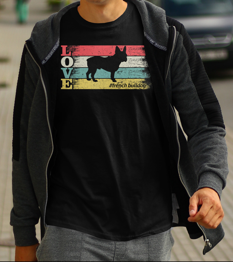 LOVE French Bulldog Vintage #frenchbulldog T-Shirt