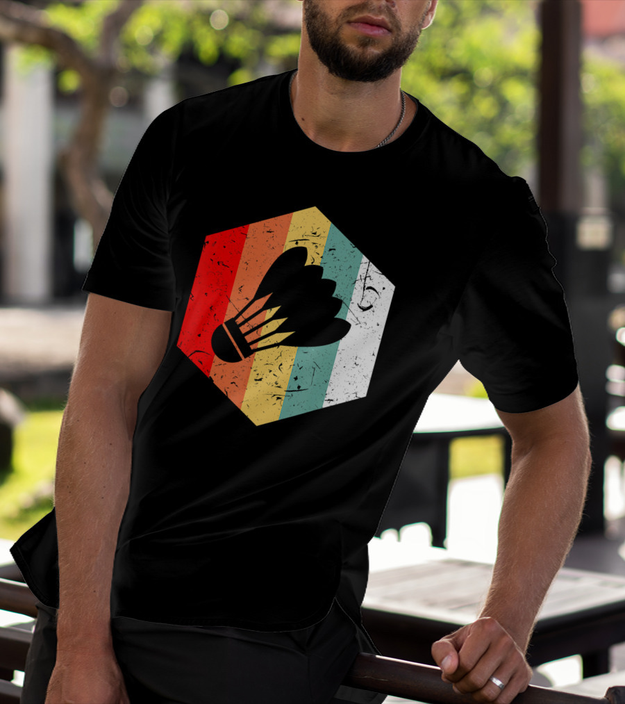 Vintage Shuttlecock Retro Hexagon Sports T-Shirt