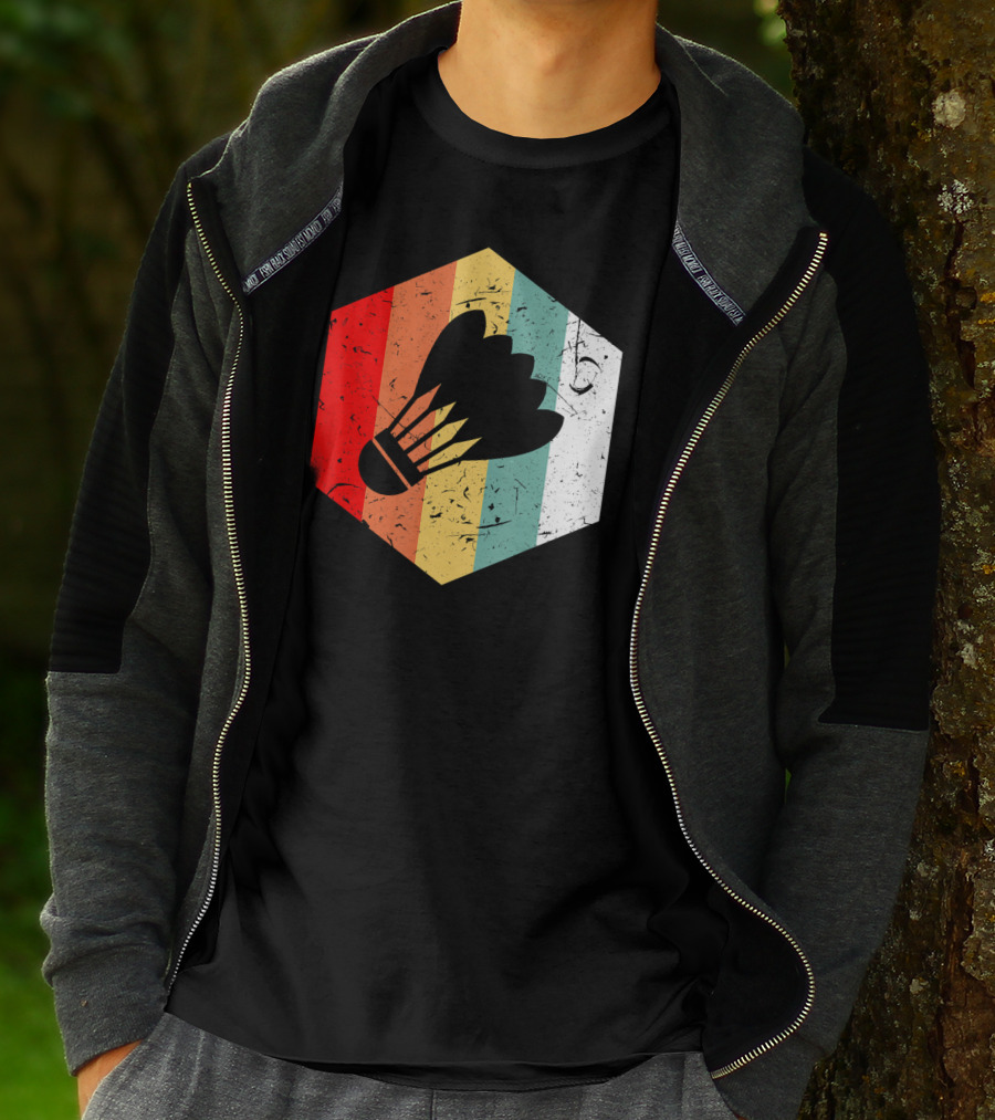 Vintage Shuttlecock Retro Hexagon Sports T-Shirt