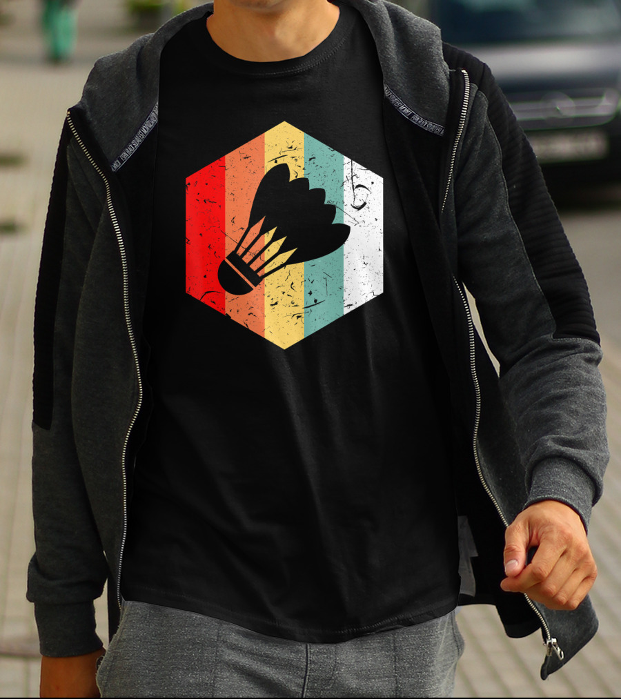 Vintage Shuttlecock Retro Hexagon Sports T-Shirt