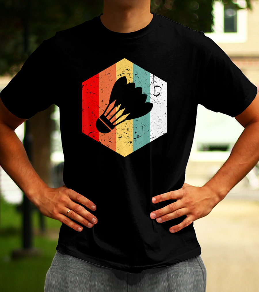 Vintage Shuttlecock Retro Hexagon Sports T-Shirt