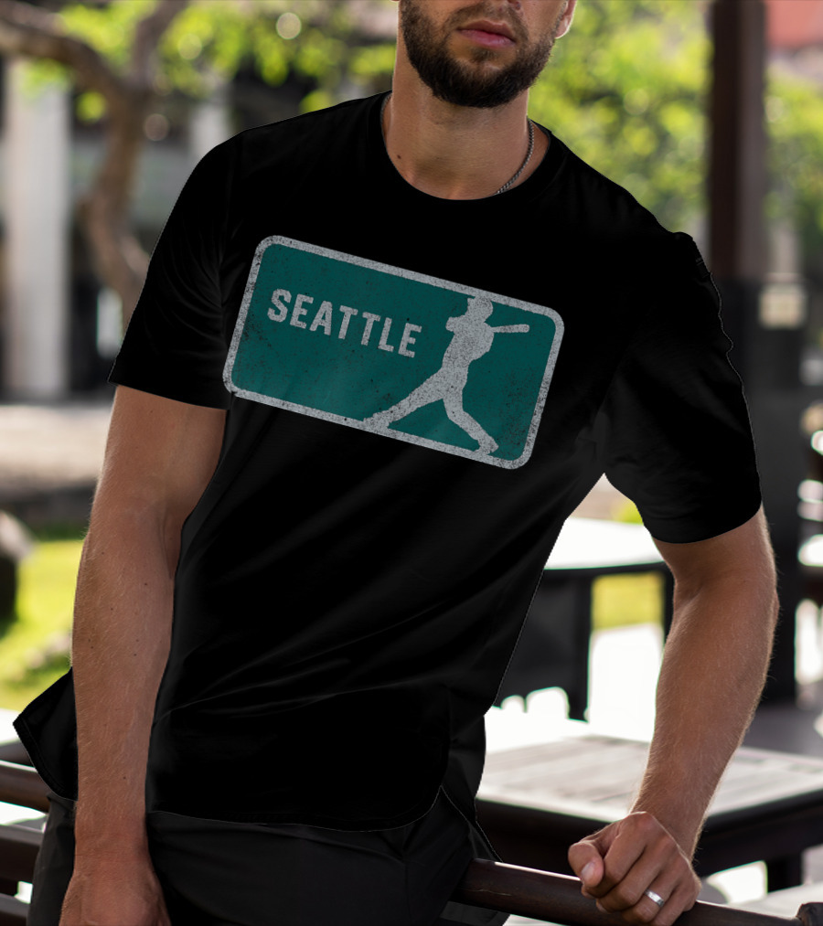 Seattle Vintage Baseball Player Silhouette SEA T-Shirt
