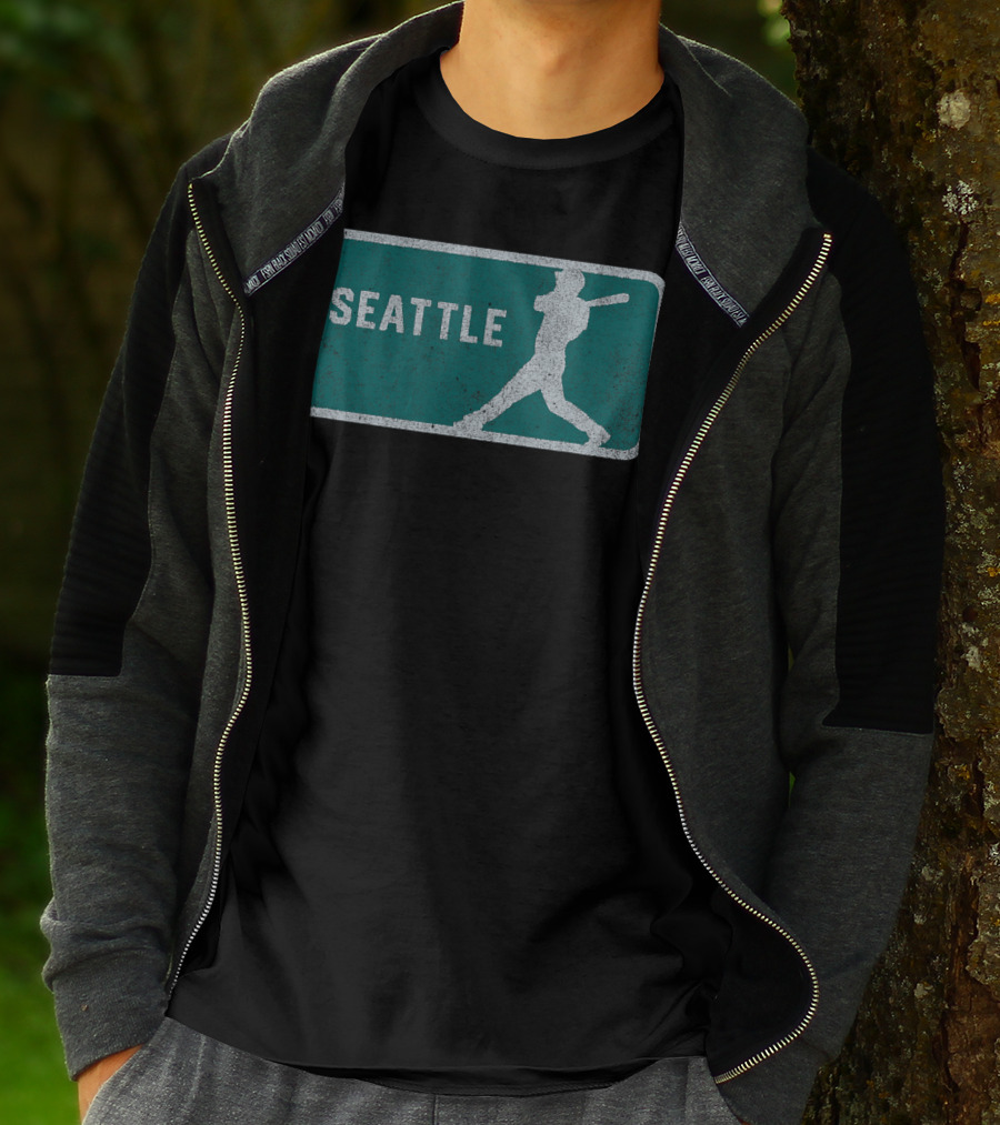Seattle Vintage Baseball Player Silhouette SEA T-Shirt