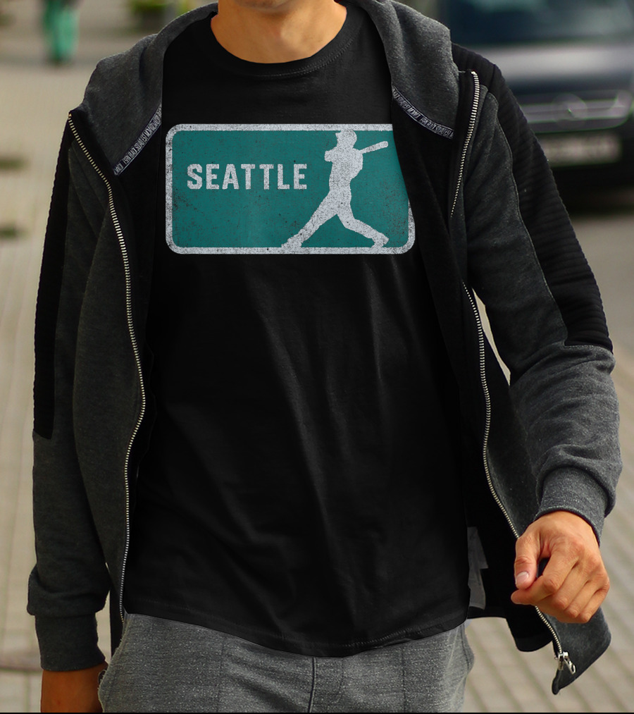 Seattle Vintage Baseball Player Silhouette SEA T-Shirt
