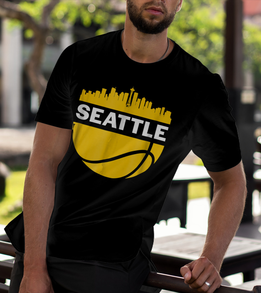 Seattle Skyline Basketball Cityscape Vintage T-Shirt