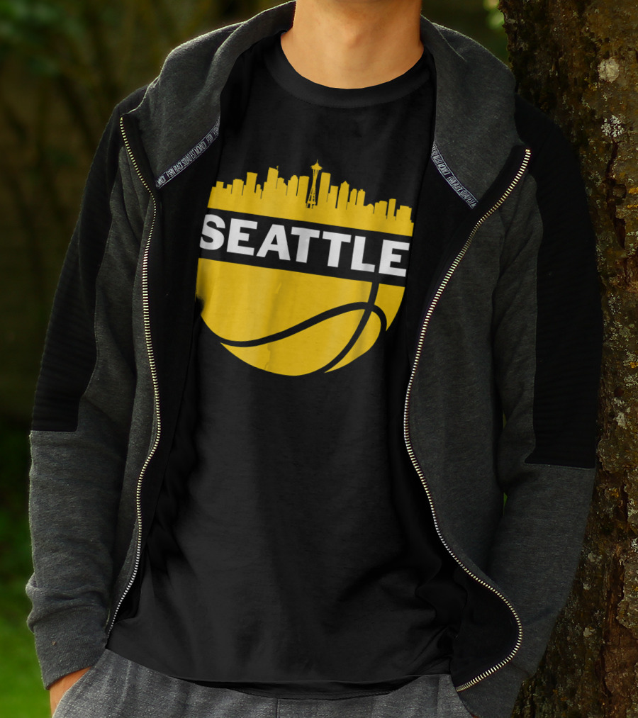 Seattle Skyline Basketball Cityscape Vintage T-Shirt