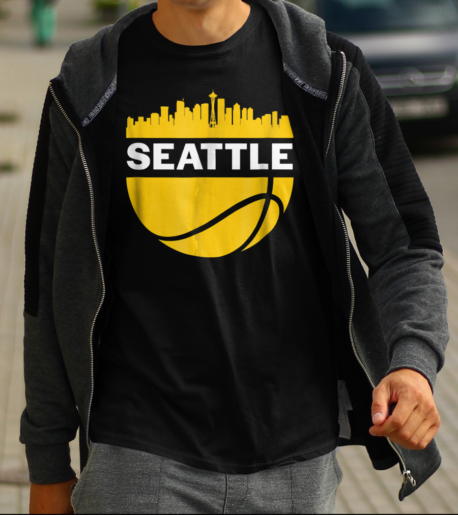 Seattle Skyline Basketball Cityscape Vintage T-Shirt