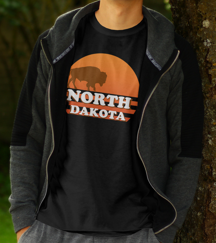 North Dakota Vintage 70s 80s Sunset Buffalo T-Shirt