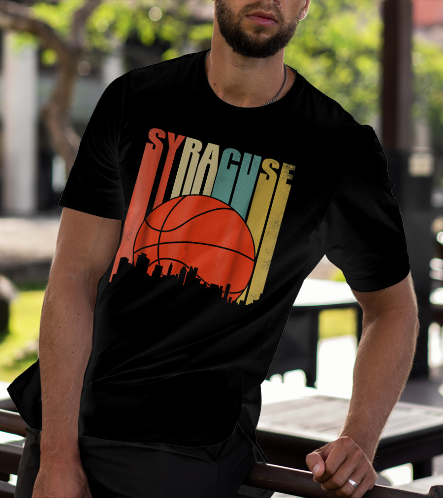 Syracuse New York Vintage City Skyline Basketball T-Shirt