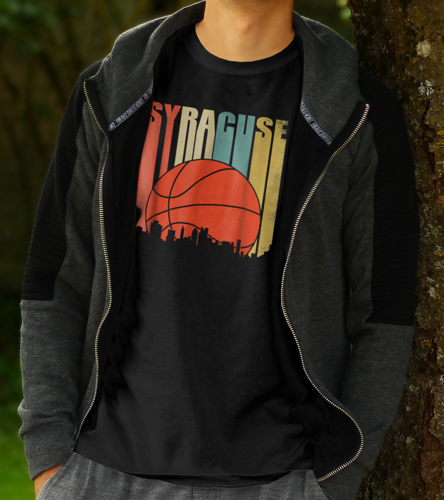Syracuse New York Vintage City Skyline Basketball T-Shirt