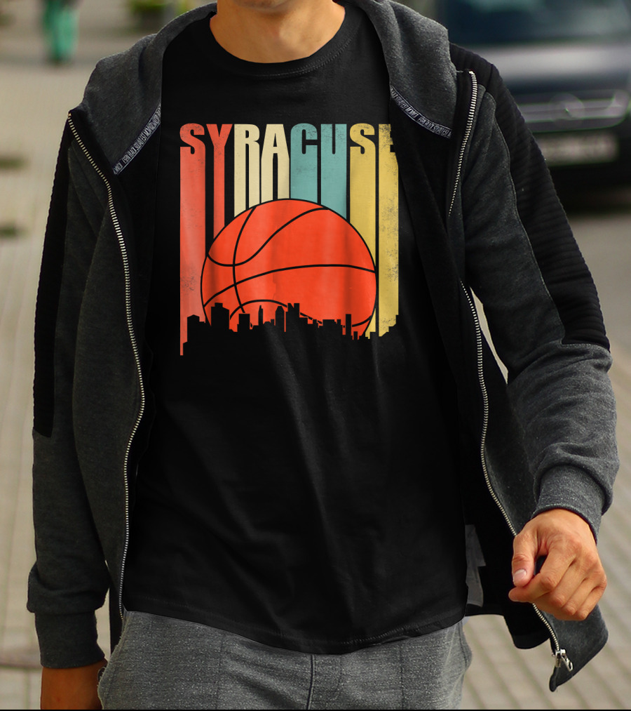 Syracuse New York Vintage City Skyline Basketball T-Shirt