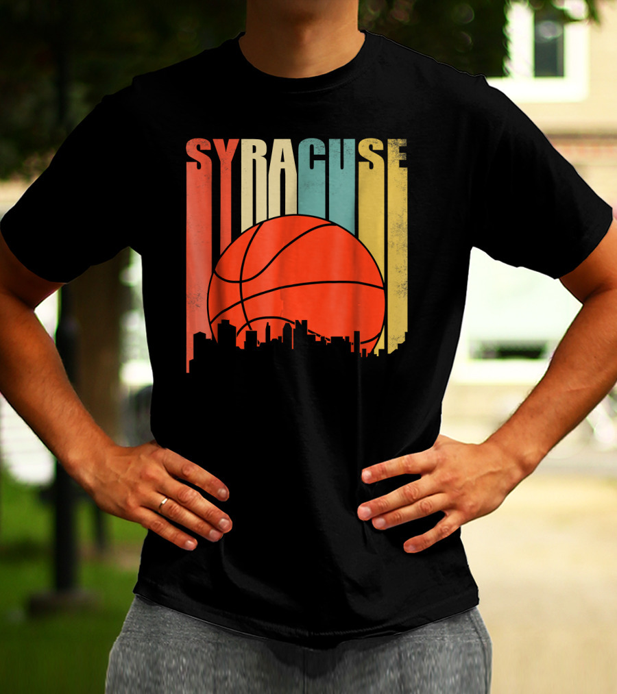 Syracuse New York Vintage City Skyline Basketball T-Shirt