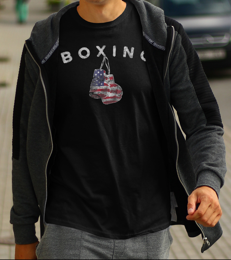 Boxing Vintage US Flag Gloves T-Shirt
