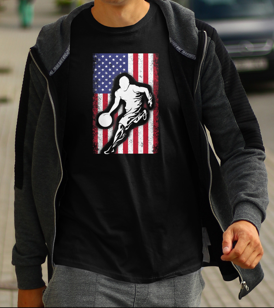 Vintage USA American Flag Player Basketball T-Shirt