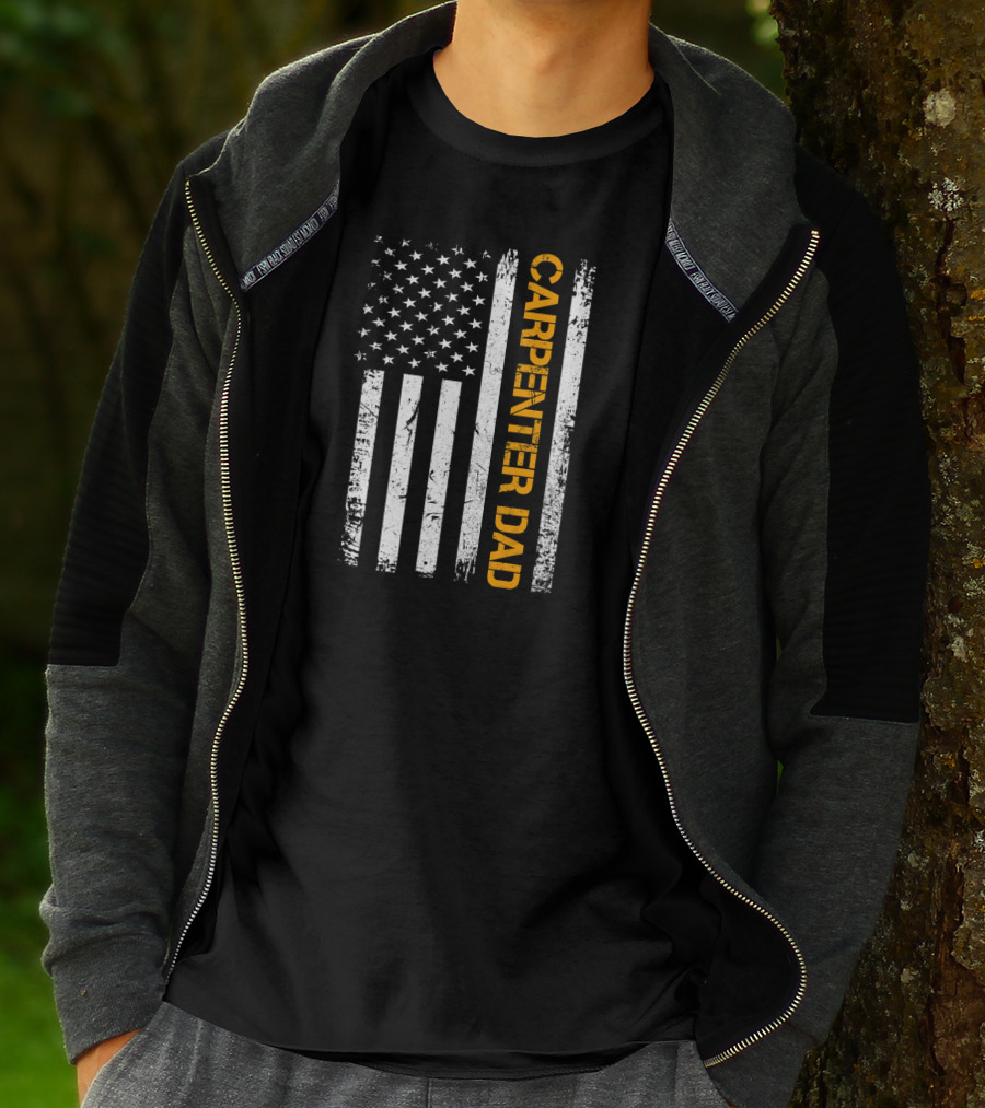 Vintage USA Carpenter Dad American Flag Woodworking T-Shirt