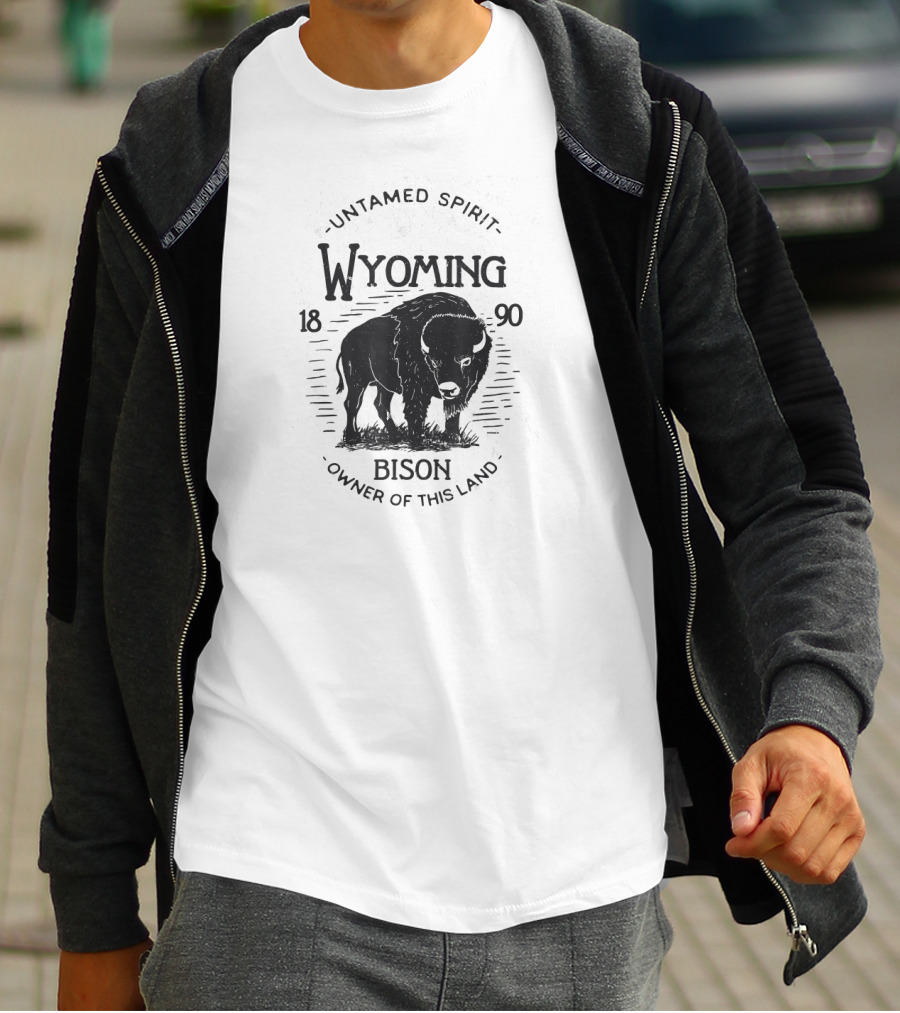 Wyoming Bison 1890 Vintage 70s 80s Retro Buffalo State Of Mine T-Shirt