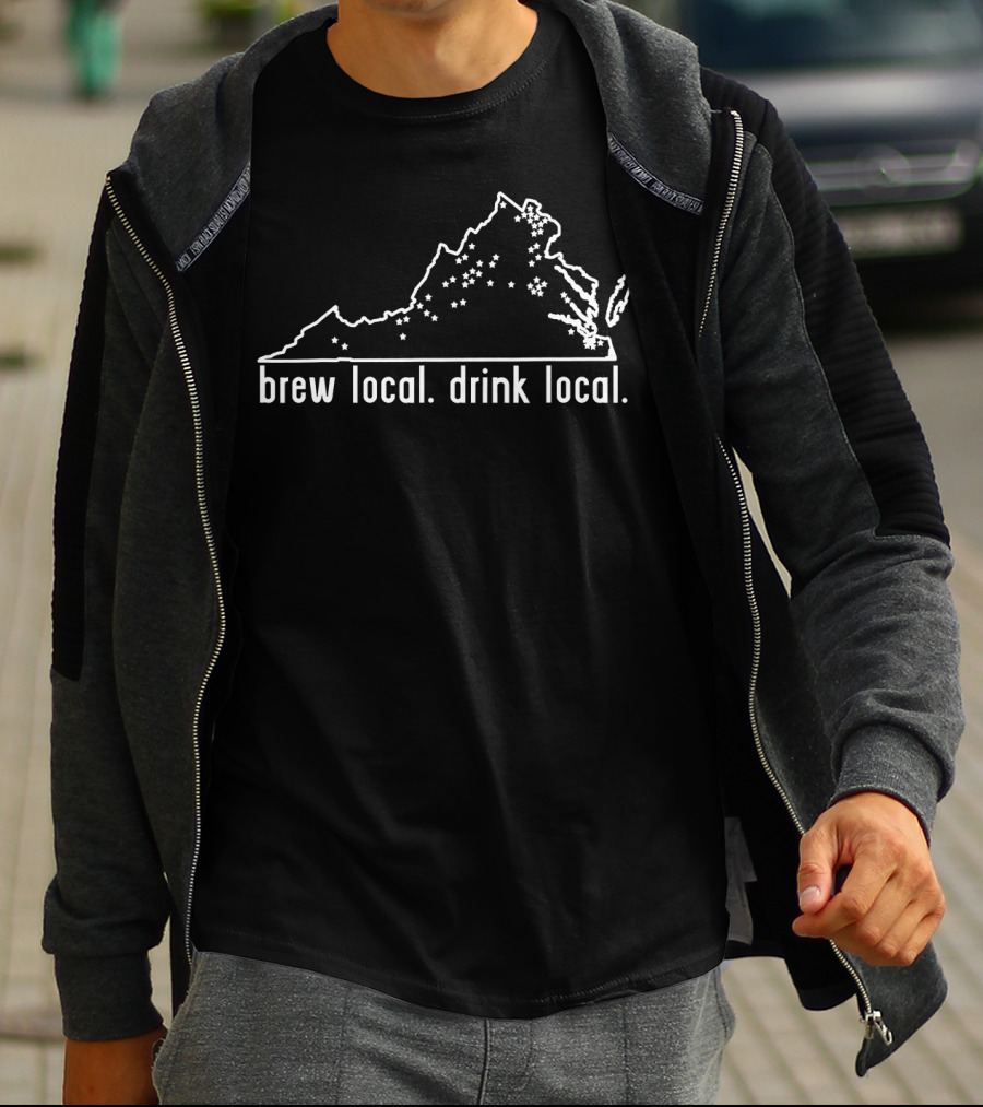 Virginia State Brewery Map Brew Local Drink Local Craft Beer T-Shirt