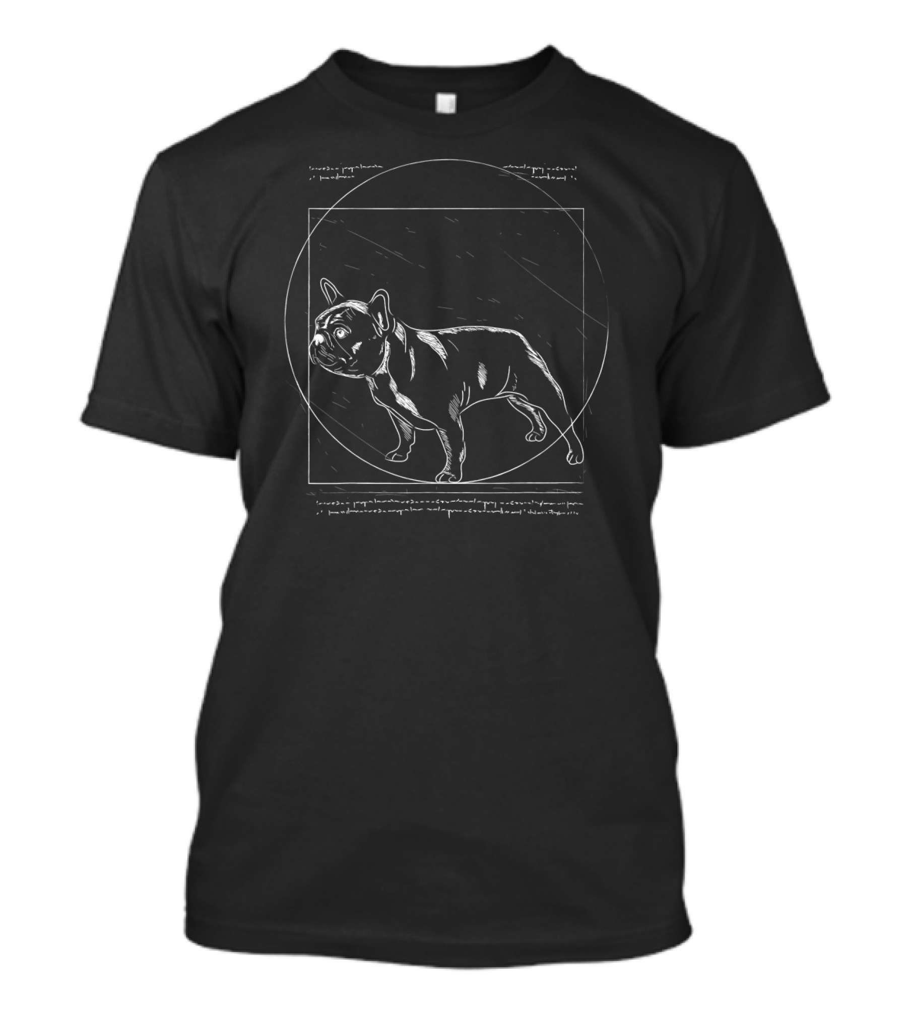 Vitruvian French Bulldog Clothes French Bulldog In Geometric Circle Sketch T-Shirt