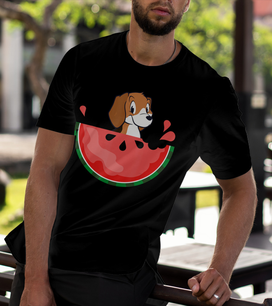 Watermelon With Beagle Summer Vacation Fun T-Shirt