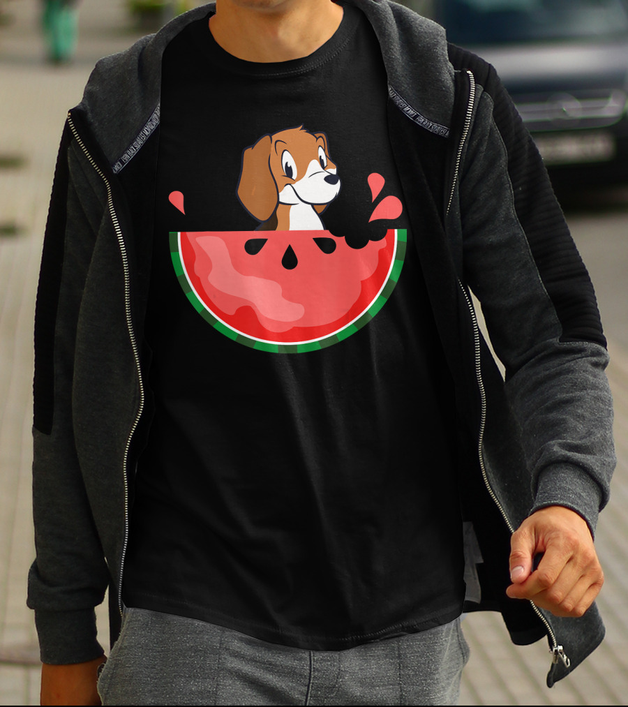 Watermelon With Beagle Summer Vacation Fun T-Shirt